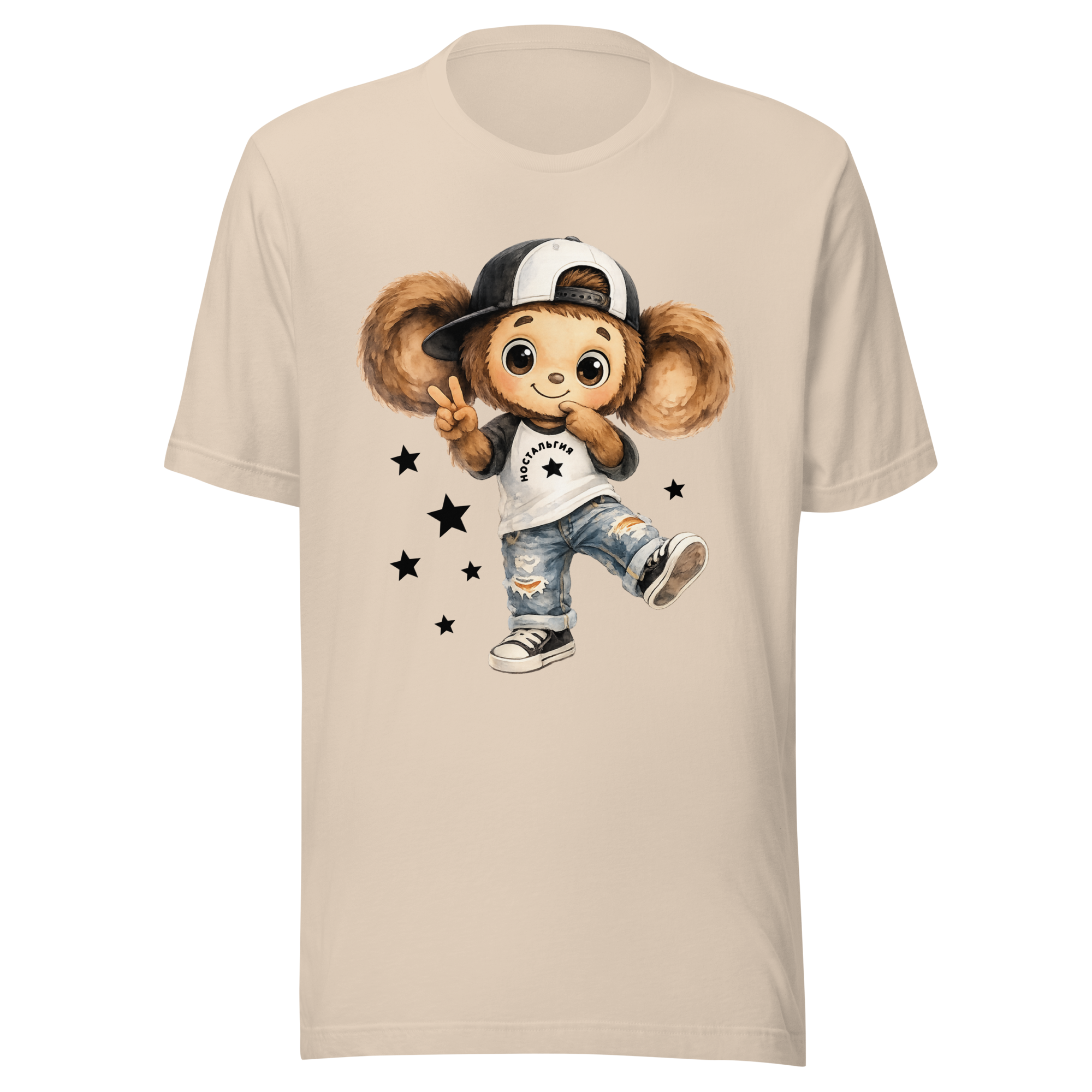Cute Slavic Nostalgia Cheburashka Cartoon-Inspired T-Shirt - Image 5